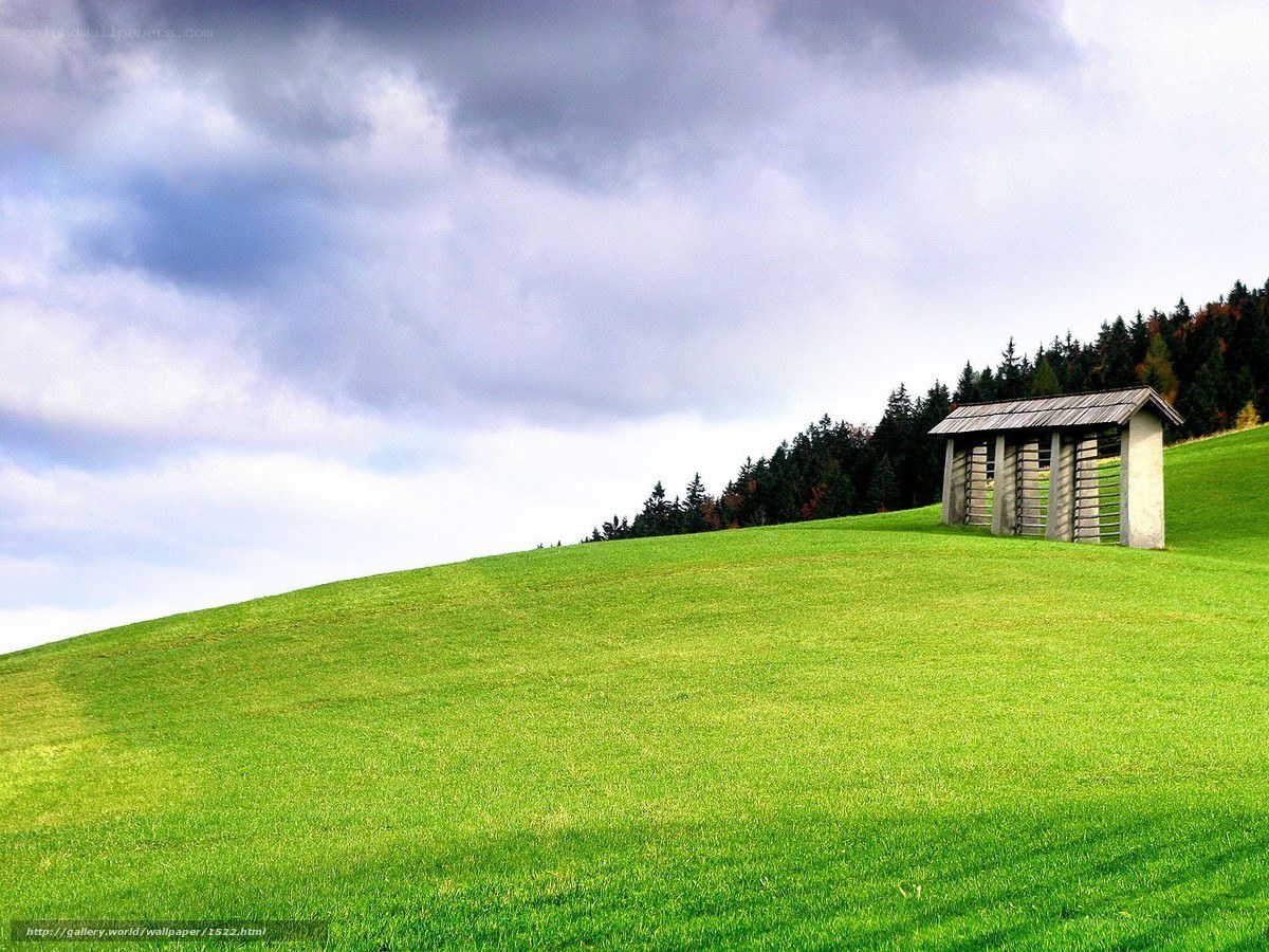 Green Hill with Small Shelter