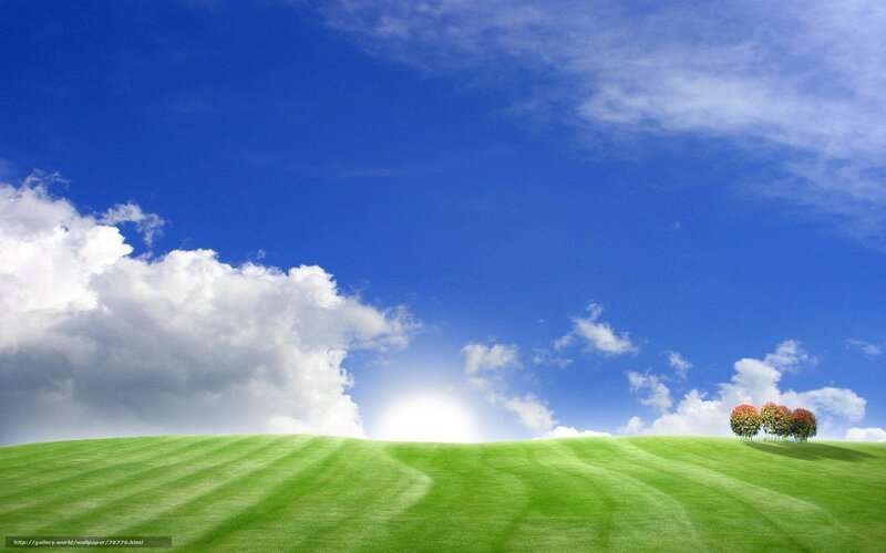 Green Hill with Trees — Blue, Serene