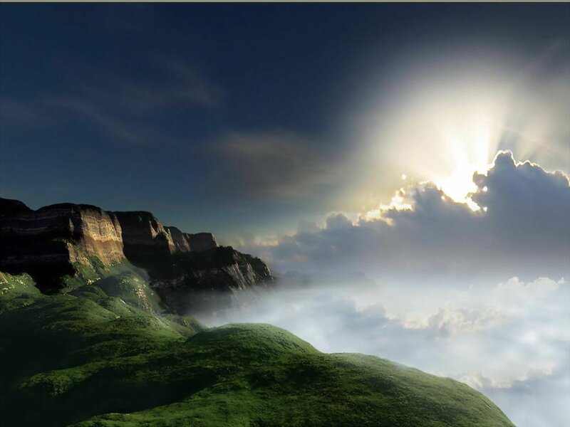 Green Hills and Cliffs — Dramatic