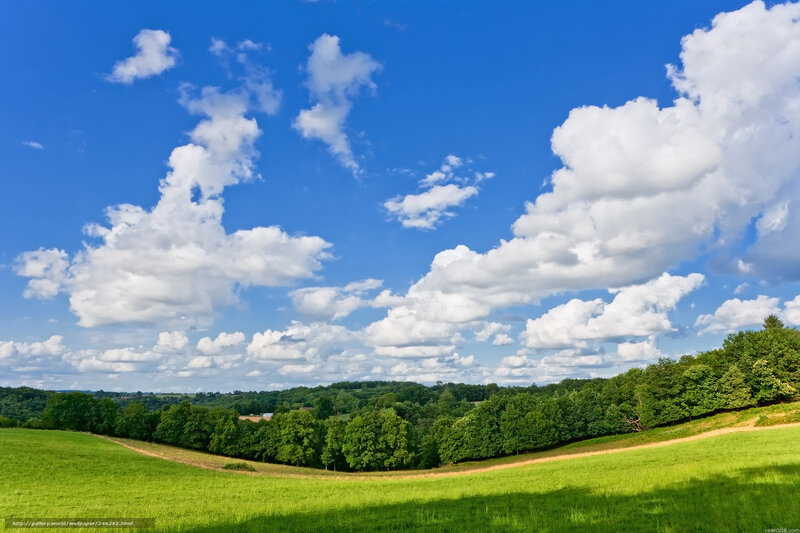 Green Hills and Clouds — Blue