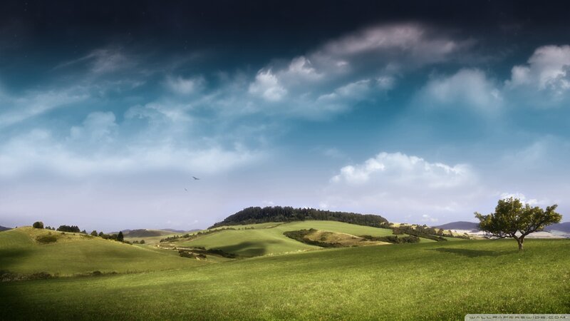 Green Hills and Cloudy Sky — Serene