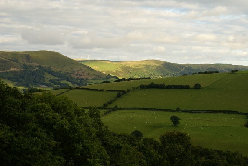 Green Hills and Fields — Serene, Afternoon, Photograph, Trees, Wind Turbines