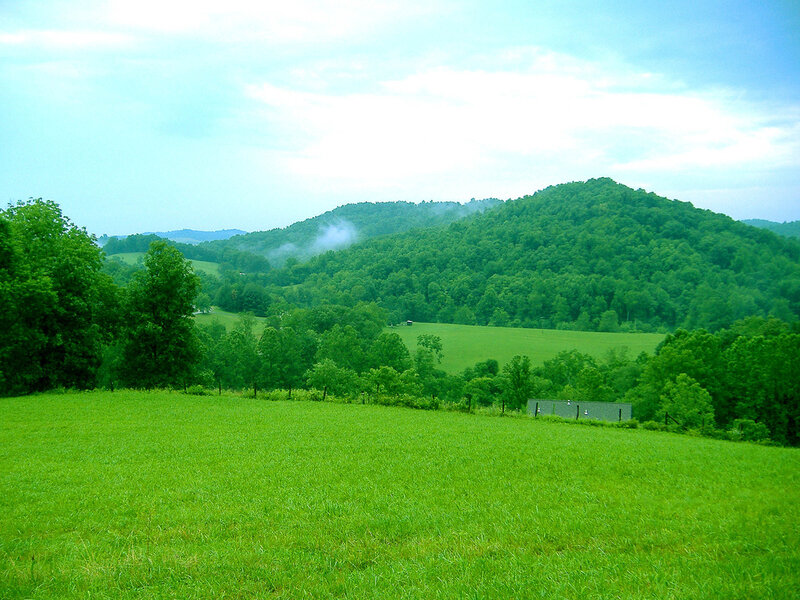 green hills and fields