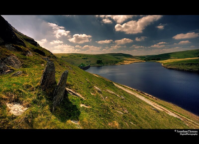Green Hills and Lake — Dramatic, Afternoon