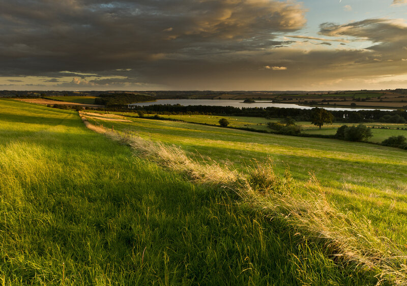 Green Hills and Lake — Dramatic
