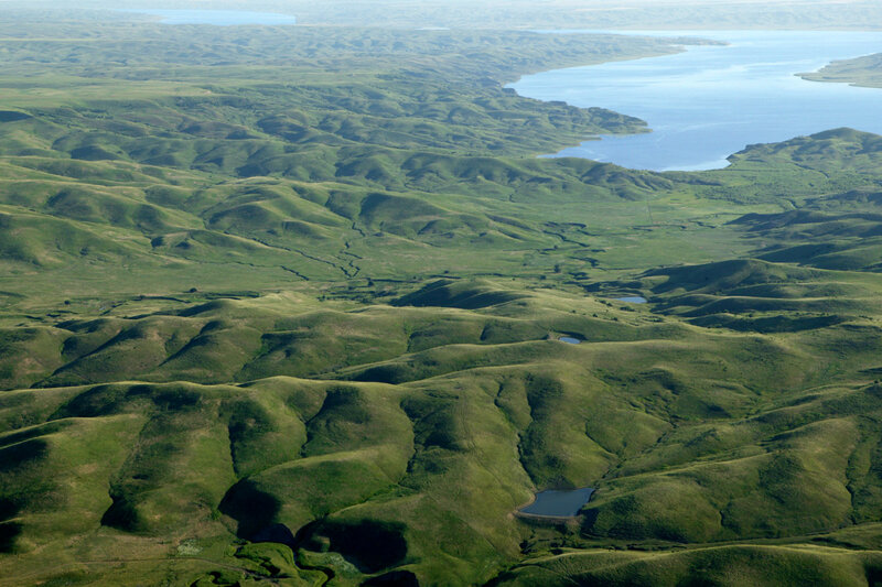 Green Hills and Lake — Serene, Afternoon, Photograph, Valley
