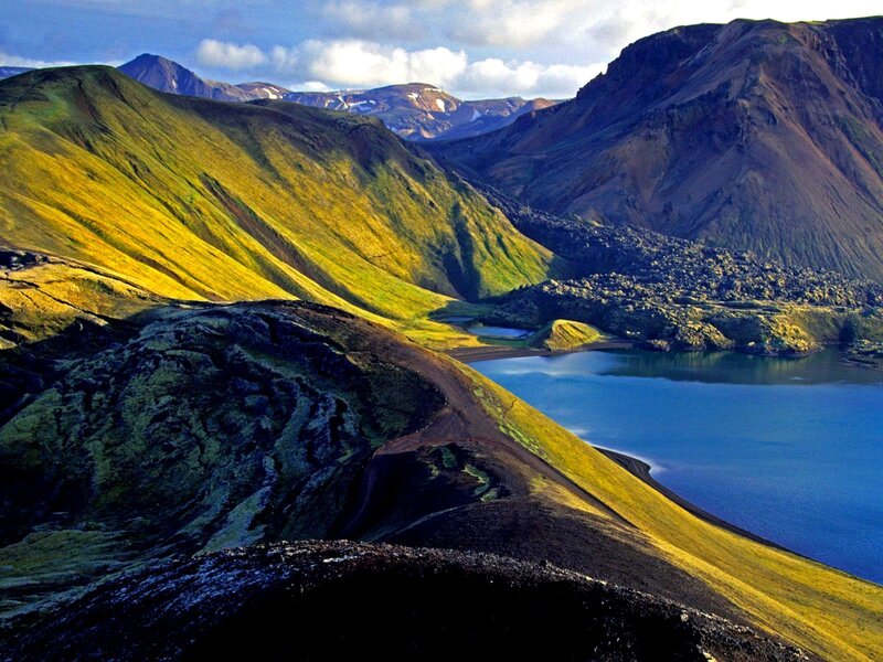Green Hills and Lake — Serene, Afternoon