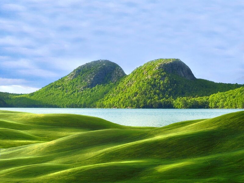 Green Hills and Lake
