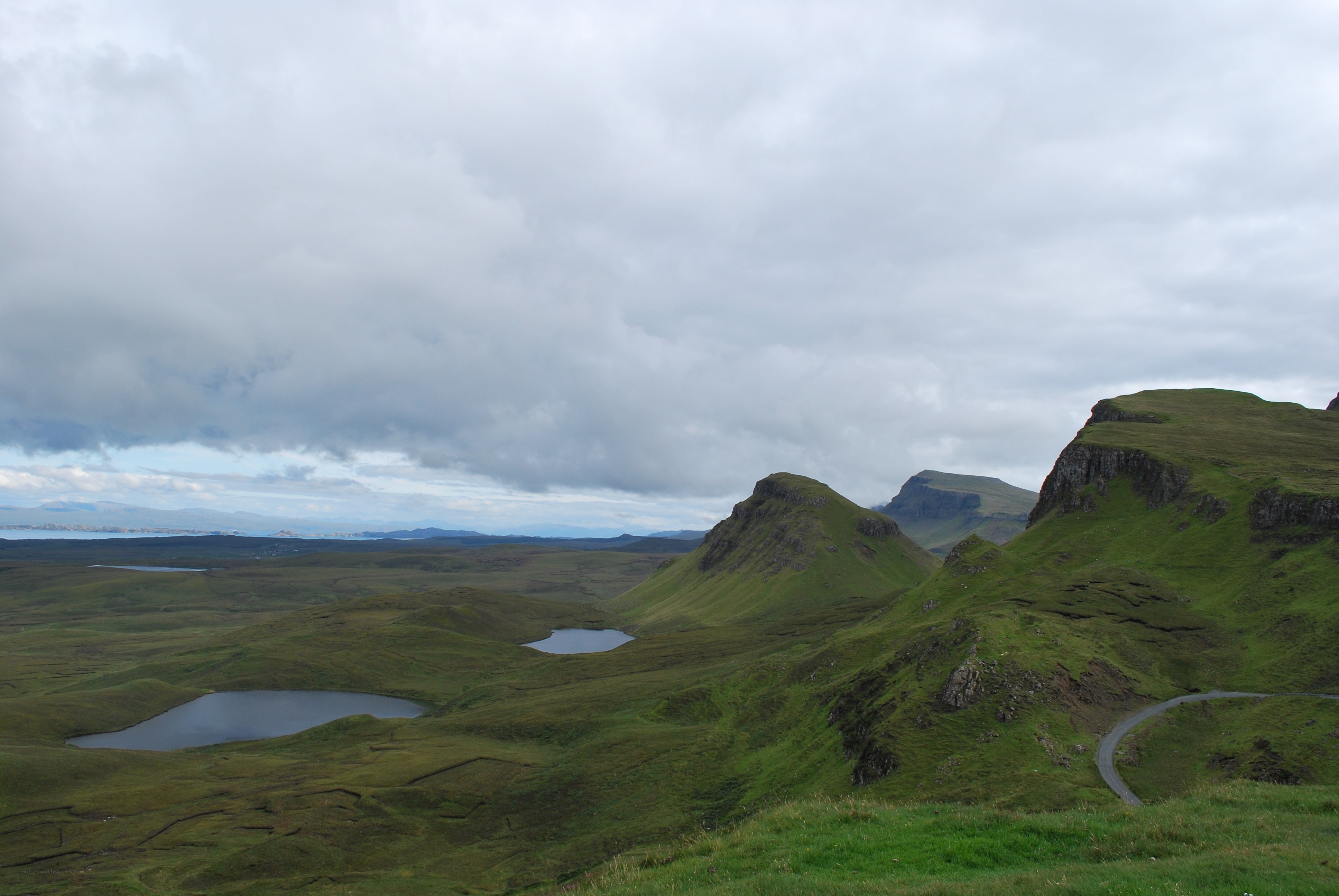 Green hills and lakes landscape