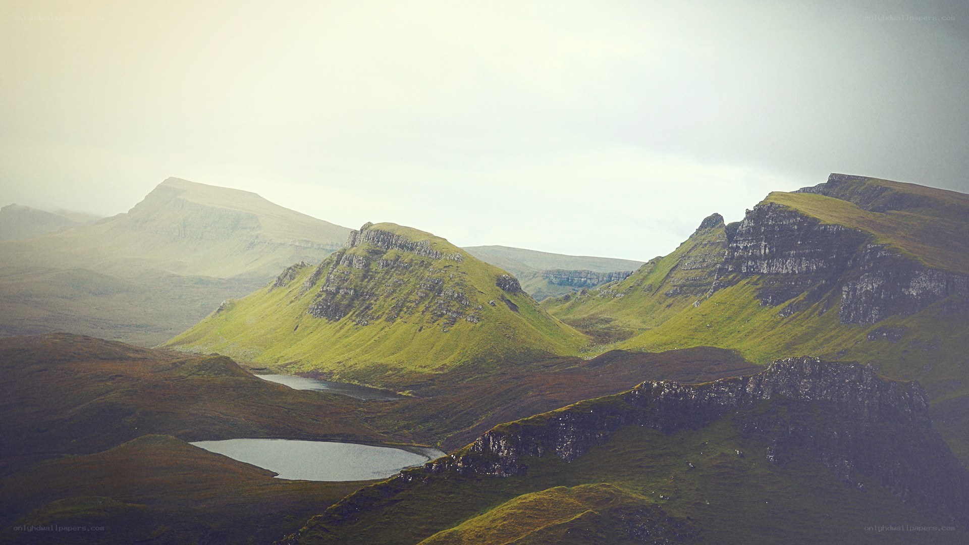 green hills and lakes landscape
