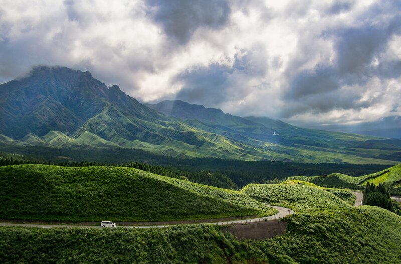 Green Hills and Mountain — Dramatic, Afternoon
