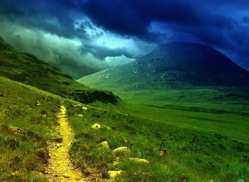 Green Hills and Mountain — Dramatic
