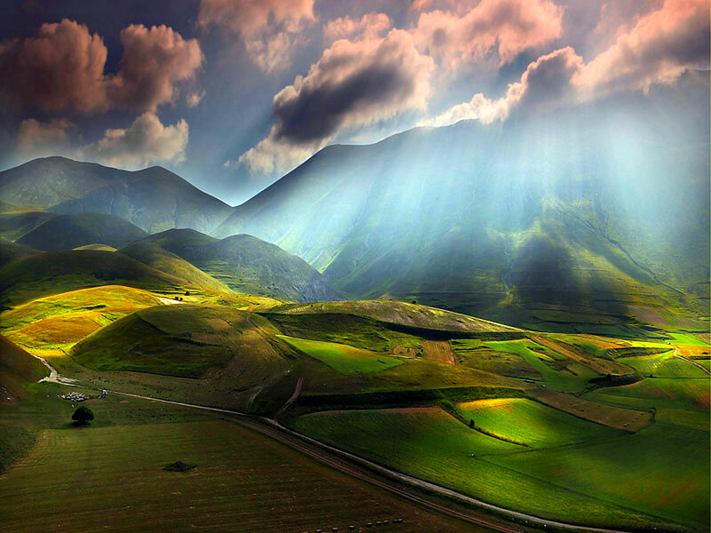 Green Hills and Mountains — Dramatic, Afternoon, Photograph, Clouds