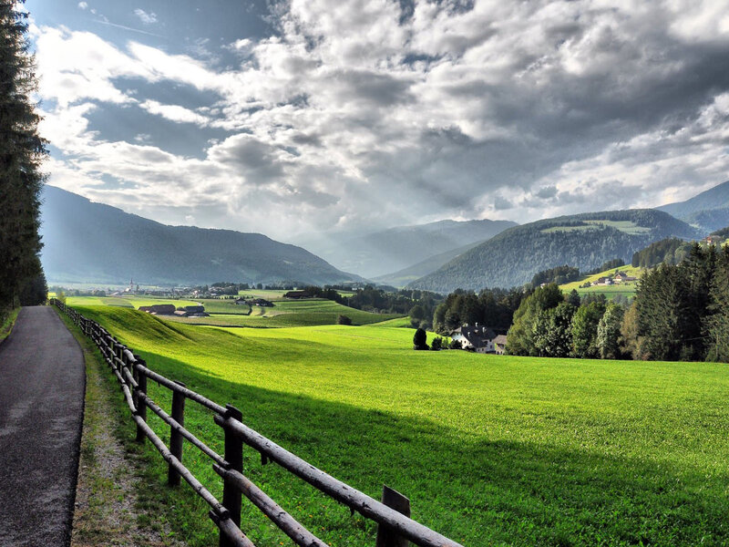 Green Hills and Mountains — Dramatic, Afternoon, Photograph, Road