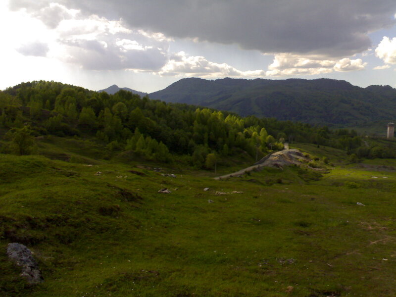 Green Hills and Mountains — Dramatic, Afternoon, Photograph, Trees, Clouds, Path