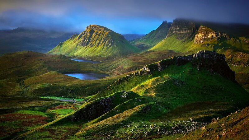 Green Hills and Mountains — Dramatic, Morning, Photograph