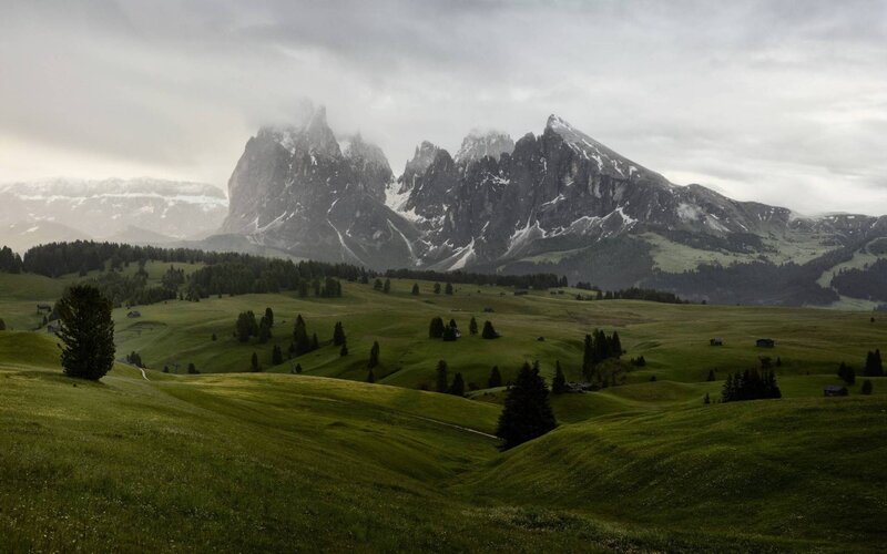Green Hills and Mountains — Dramatic, Morning, Photograph, Trees