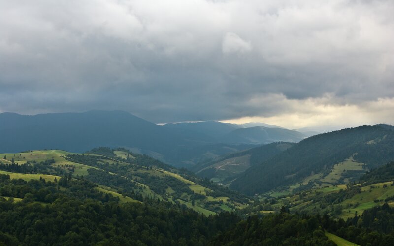 Green Hills and Mountains — Dramatic