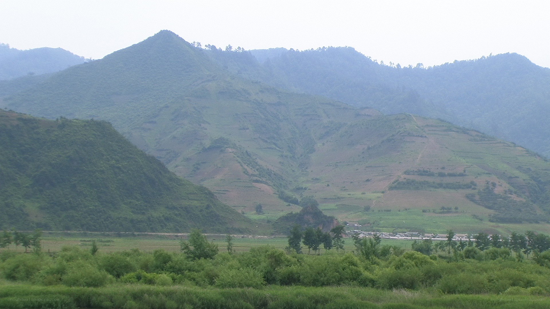 Green hills and mountains landscape
