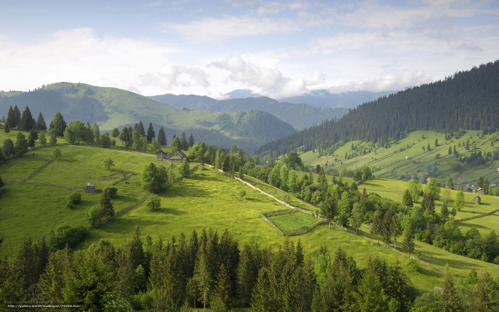 Green hills and mountains landscape