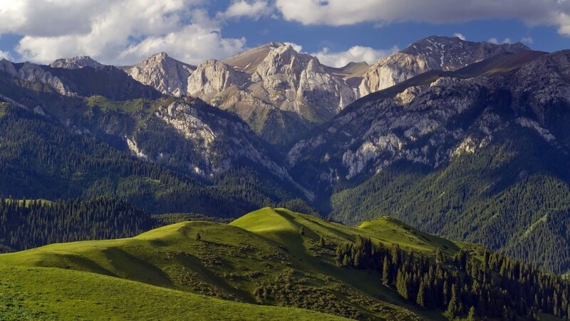 Green Hills and Mountains — Serene, Afternoon, Photograph, Forests, Clouds, Valleys, Blue