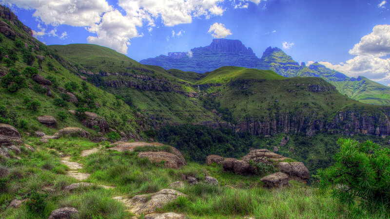 Green Hills and Mountains — Serene, Afternoon, Photograph, Sky, Trees