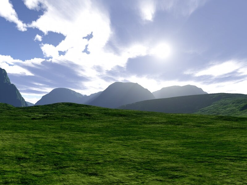 Green Hills and Mountains — Serene, Afternoon