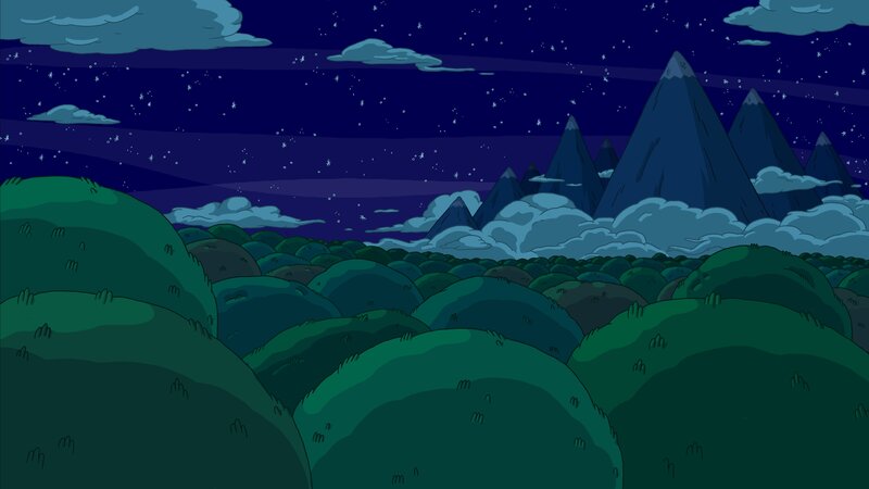 Green Hills and Mountains — Serene, Night
