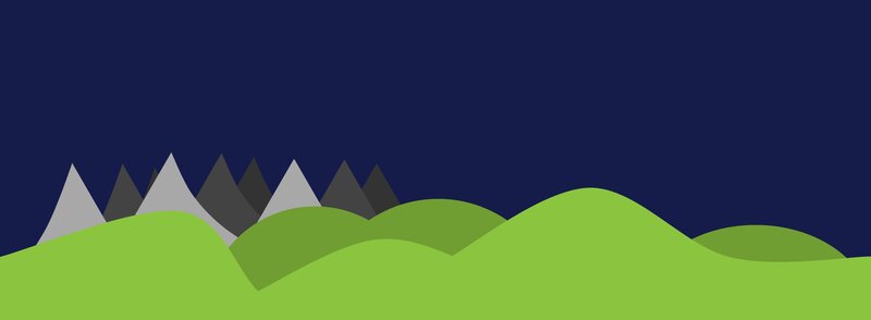 Green Hills and Mountains — Serene, Night, Vector Art