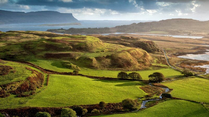 Green Hills and River — Dramatic, Afternoon