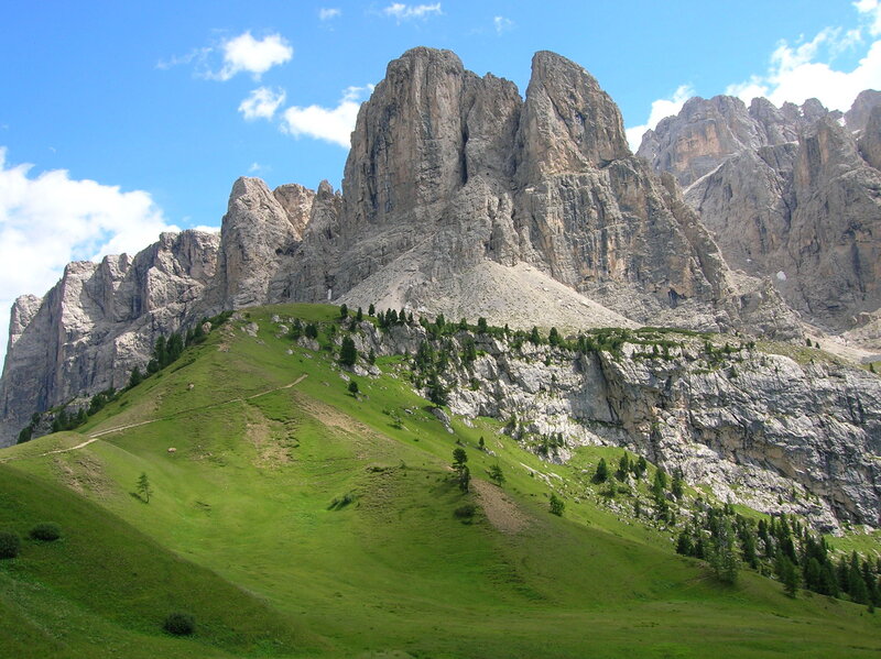 Green hills and rocky mountains