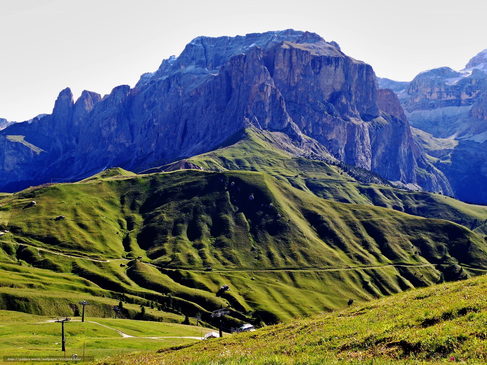 Green hills and rocky mountains