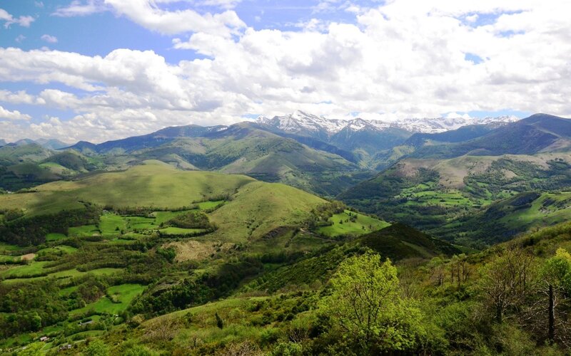 Green Hills and Snow-capped Mountains — Serene, Spring