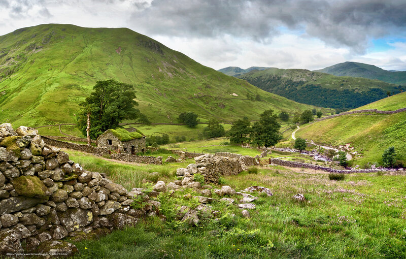 Green hills and stone walls