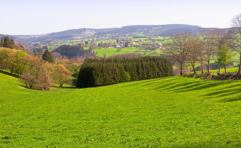 Green hills and valley landscape