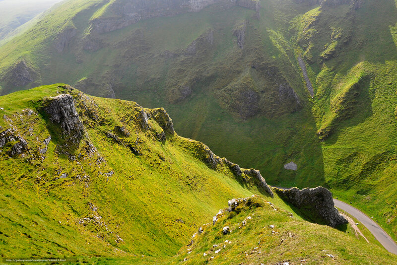 Green hills and winding road