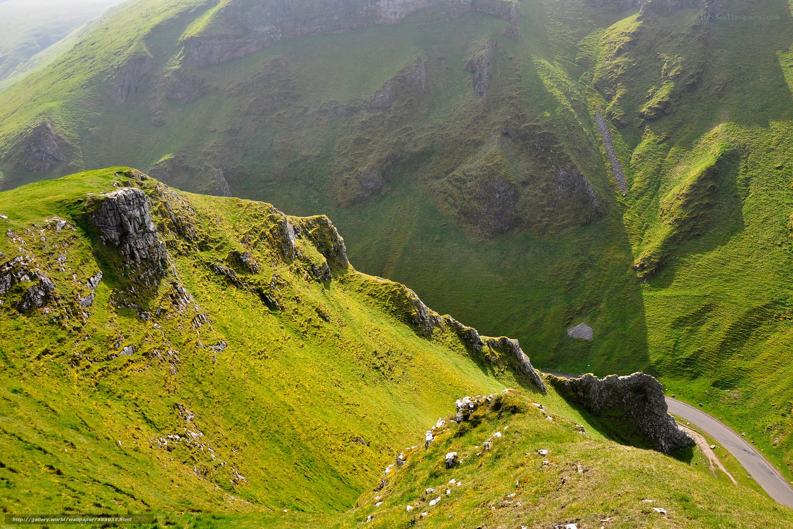 Green hills and winding road