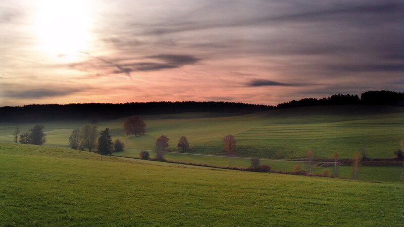 Green Hills at Sunset — Serene, Photograph