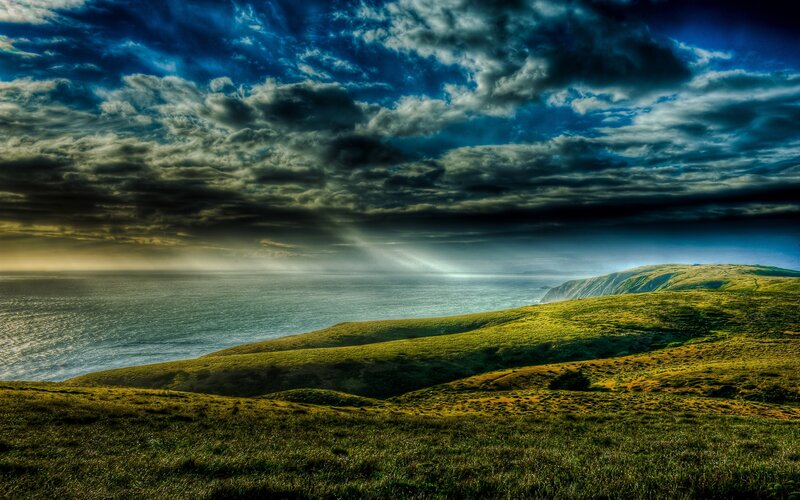 Green Hills by the Sea — Blue