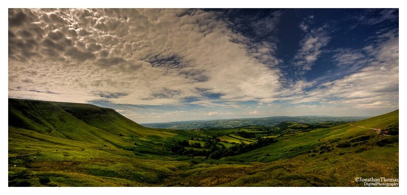 Green Hills Landscape — Dramatic, Afternoon, Photograph, Valley