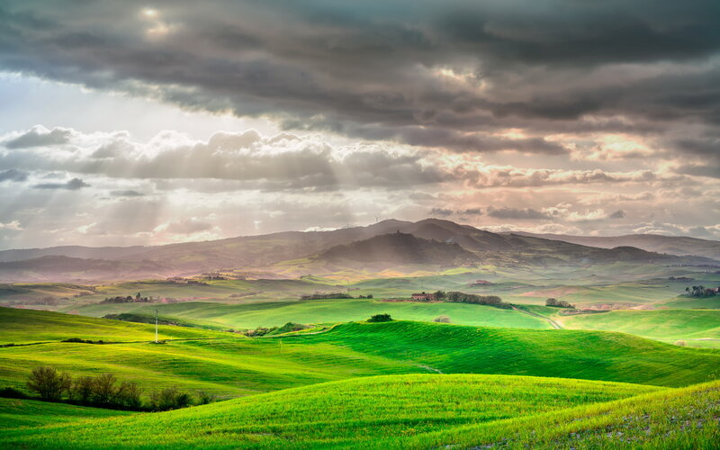 Green Hills Landscape — Dramatic, Afternoon