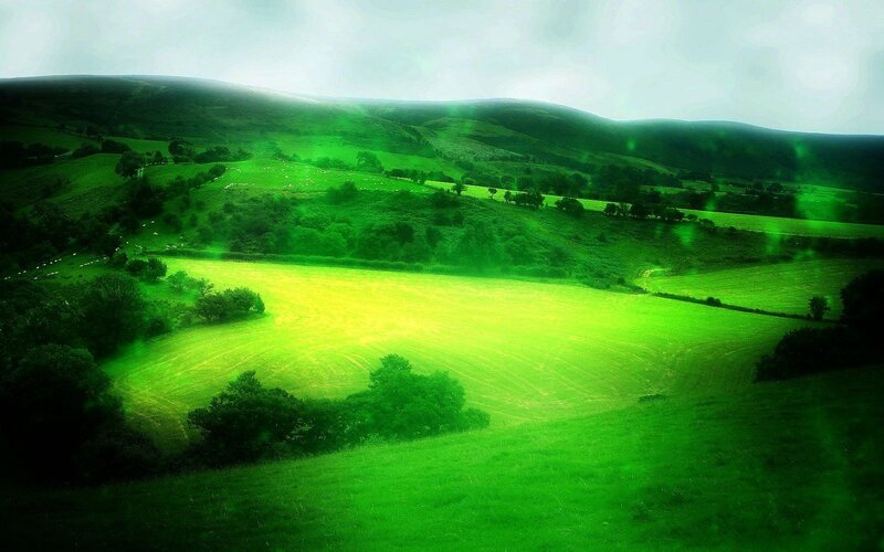 Green Hills Landscape — Serene, Morning