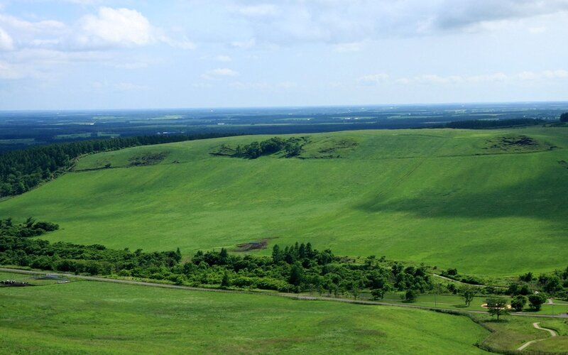 Green hills landscape view