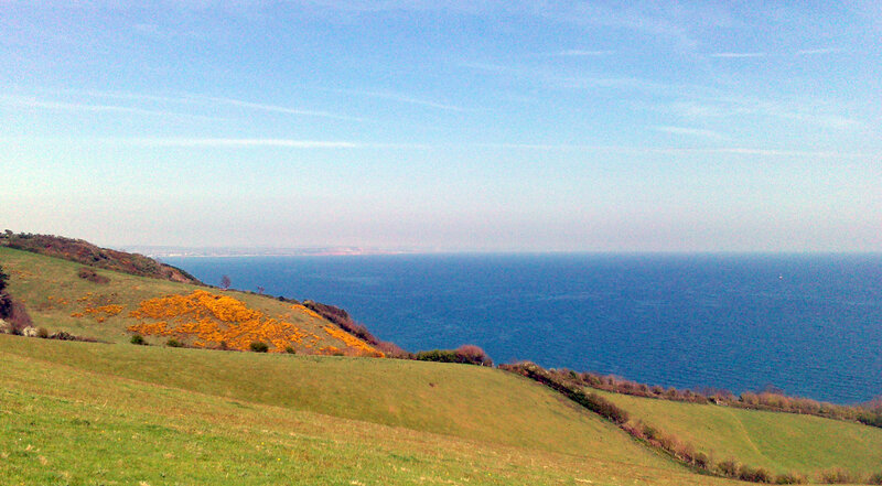 Green Hills Overlooking Sea — Blue