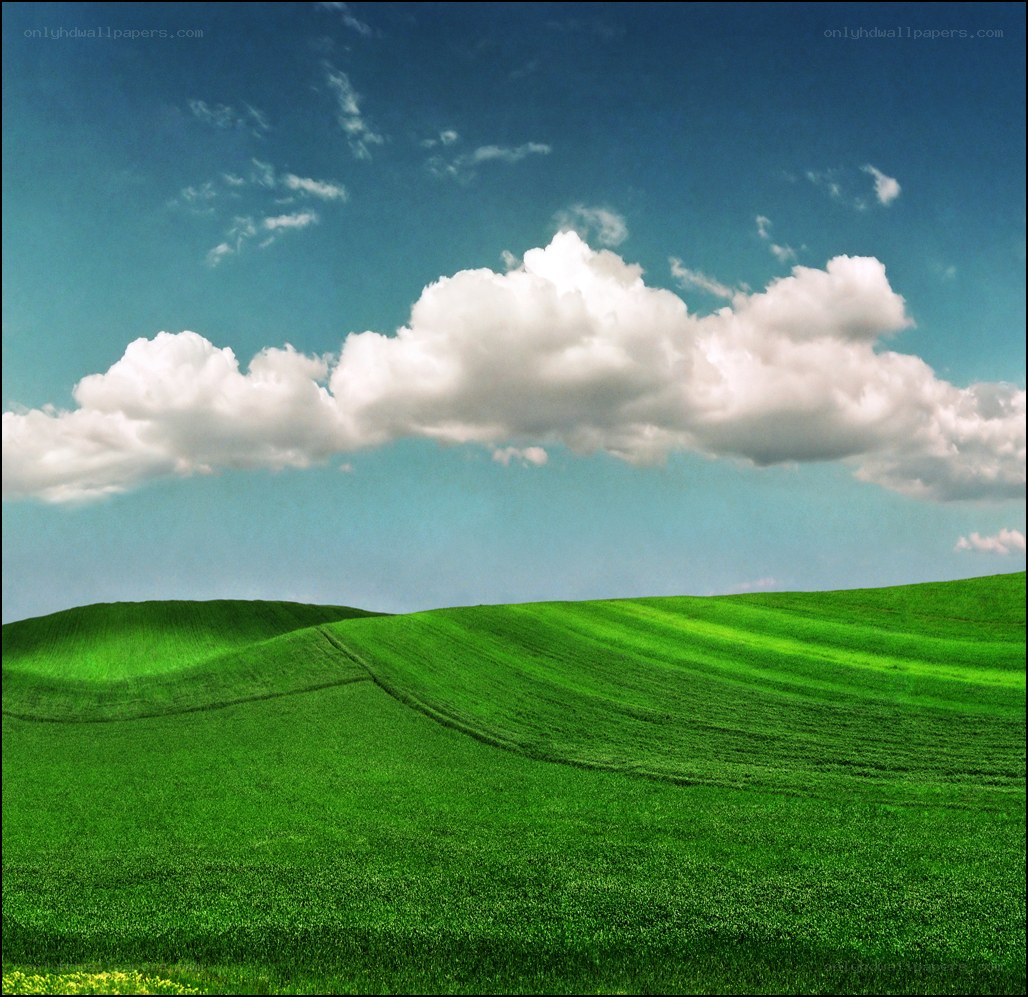 Green hills under a cloudy sky