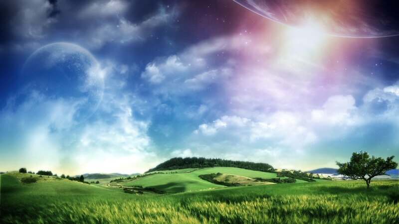 Green Hills under Alien Sky — Serene, Afternoon