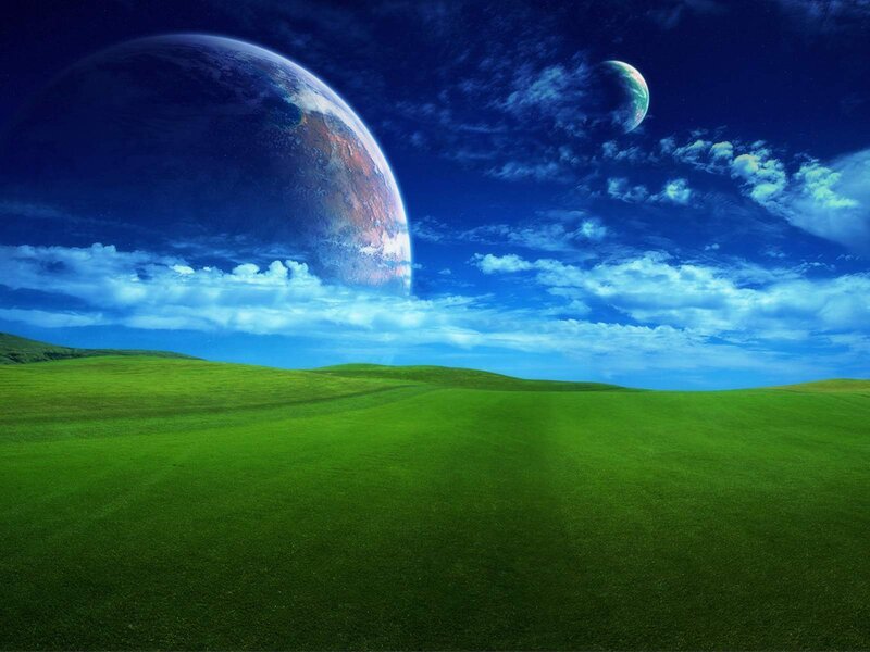 Green Hills under Alien Sky — Serene, Digital Art