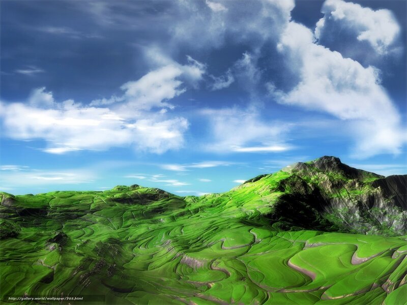 Green Hills Under Blue Sky