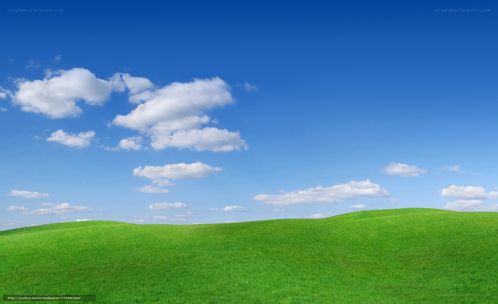Green hills under blue sky