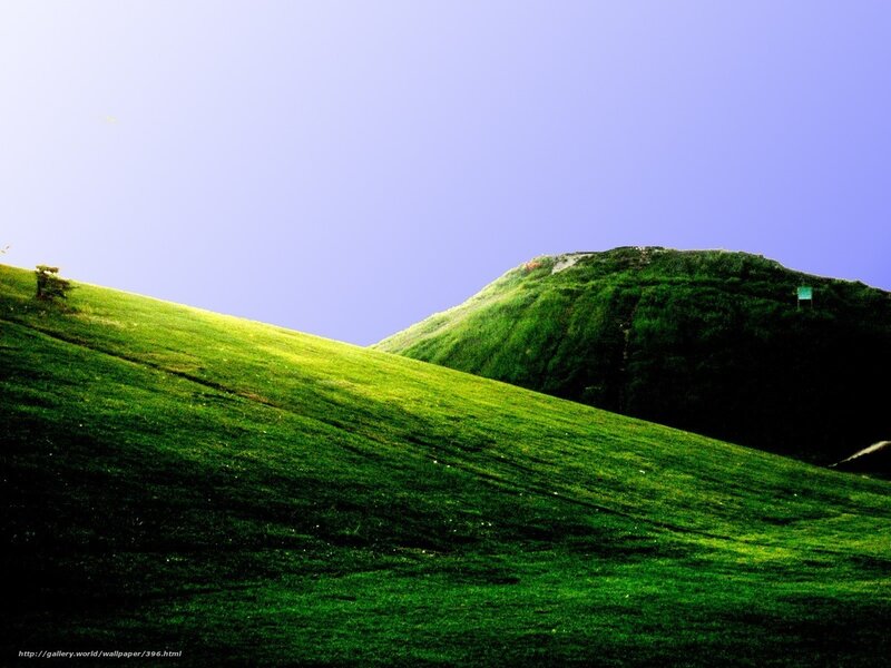 Green Hills Under Blue Sky